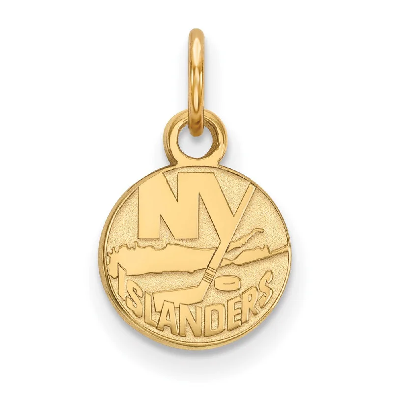 Stainless Steel Pendants with Laser - Etched Motivational QuotesSS 14k Yellow Gold Plated NHL NY Islanders XS (Tiny) Disc Charm