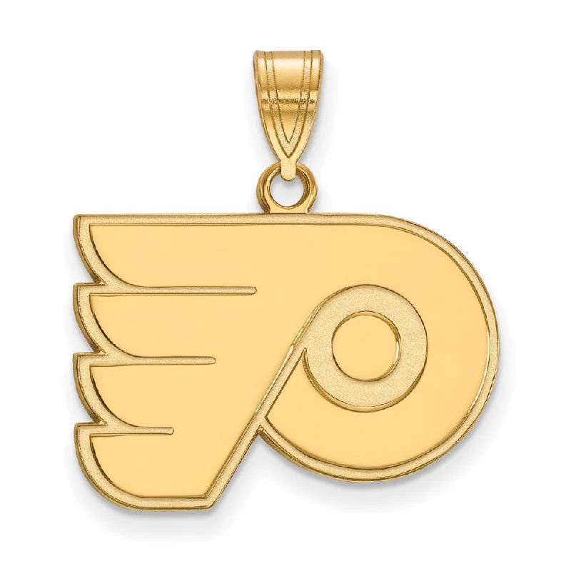 Recycled Metal Pendants with Upcycled Jewelry ComponentsSS 14k Yellow Gold Plated NHL Philadelphia Flyers Medium Pendant