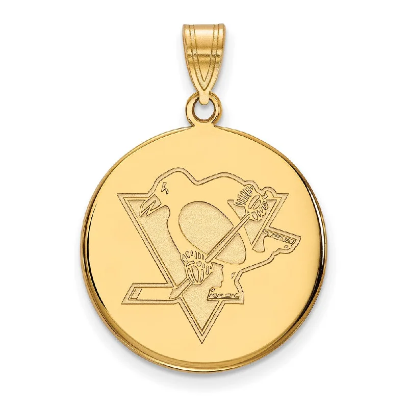 Ceramic Pendants with Hand - Painted Mandala DesignsSS 14k Yellow Gold Plated NHL Pittsburgh Penguins LG Disc Pendant