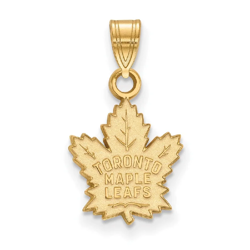 Sterling Silver Pendants with Hand - Engraved Family CrestsSS 14k Yellow Gold Plated NHL Toronto Maple Leafs Small Pendant