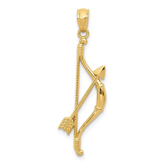 Crystal - Encrusted Pendants in the Shape of a CrownTextured Bow and Arrow Pendant (14K)