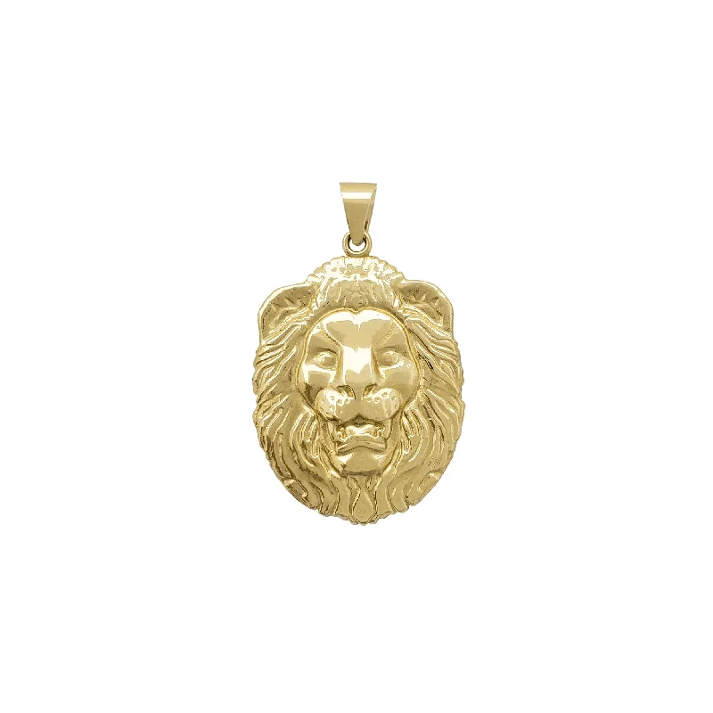 Sterling Silver Pendants with Hand - Engraved Family CrestsTextured Lion Head Pendant (14K)