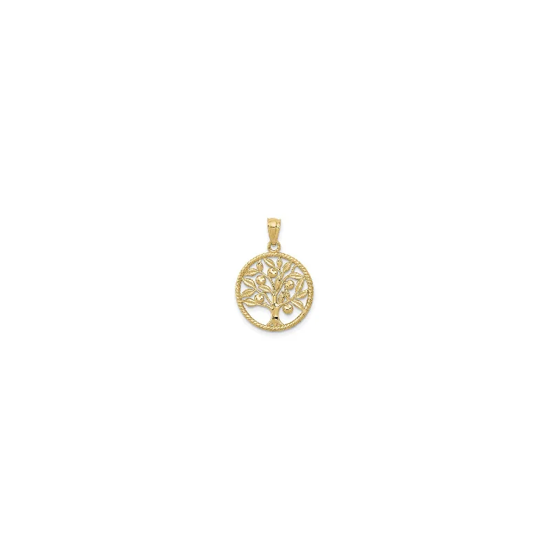 Gold - Plated Pendants with Enameled Floral BouquetsTree of Life Rope Framed Medallion (14K)