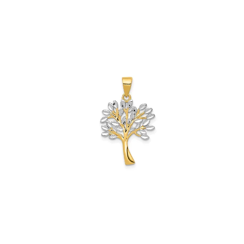 Crystal - Encrusted Pendants in the Shape of a CrownTwo Tone Trees of Life Pendant (14K)