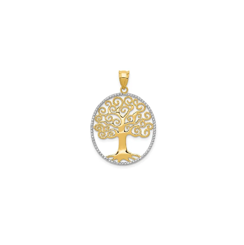 Bone - Carved Pendants with Tribal - Inspired SymbolsTwo Tone Trees of Life Pendant (14K)