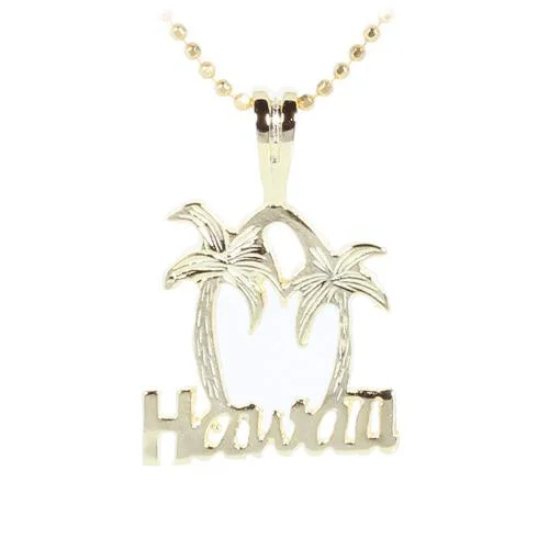 Feather - Pendant Necklaces with Real - Feather and Bead AccentsFeather - Pendant Necklaces with Real - Feather and Bead AccentsSterling Silver Yellow Gold Plated HAWAII Palm Tree Pendant (Chain Sold Separately)