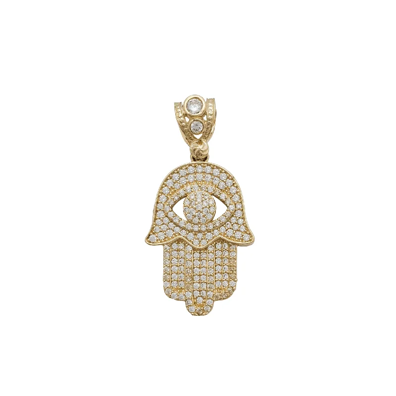 Rose - Quartz Pendants with Heart - Shaped CutoutsZirconia Evil Eye Hamsa Hand Pendant (14K)