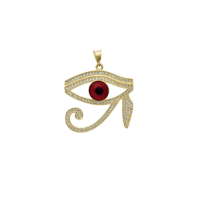 Coral - Trimmed Pendants with Seashell and Pearl AccentsZirconia Iced-Out Horus Eye Pendant (14K)