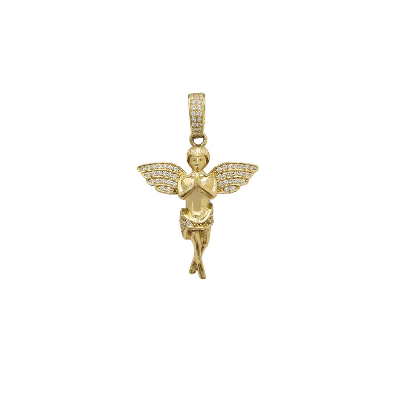 Lapis Lazuli Pendants with Gold - Leaf AccentsZirconia Praying Baby Angel Pendant (14K)