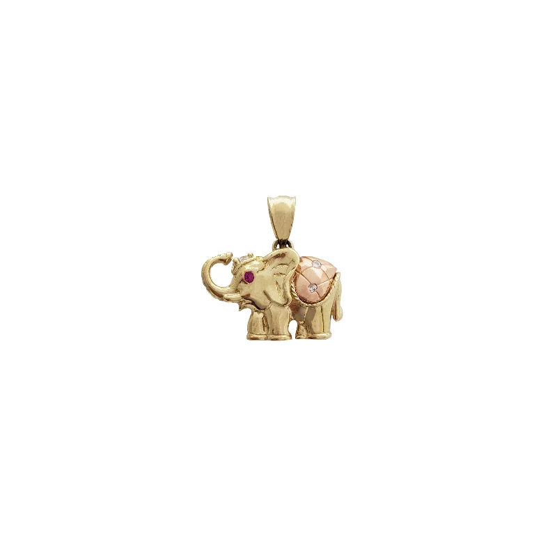 Recycled Metal Pendants with Upcycled Jewelry ComponentsZirconia Two-Tone Ornament Elephant Pendant (14K)